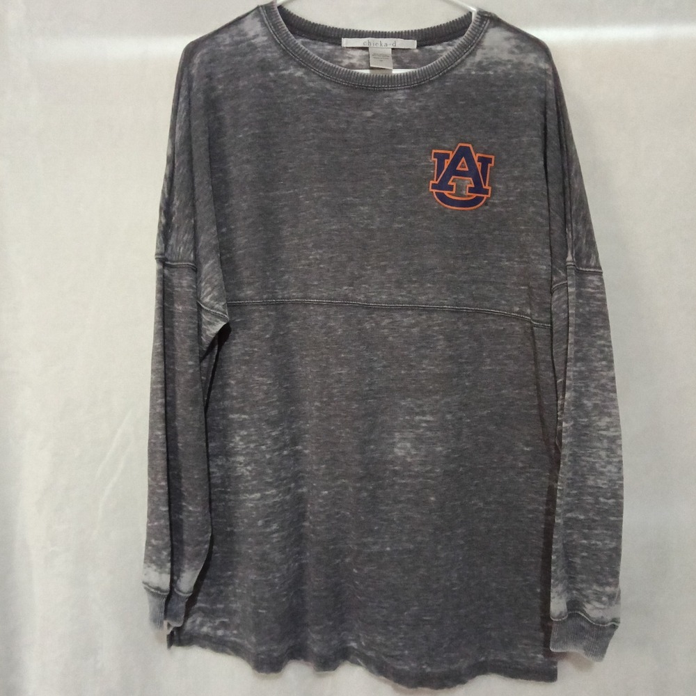 Chicka-D Auburn Tigers Spirit Jersey Grey Burnout Long Sleeve Shirt Women Medium